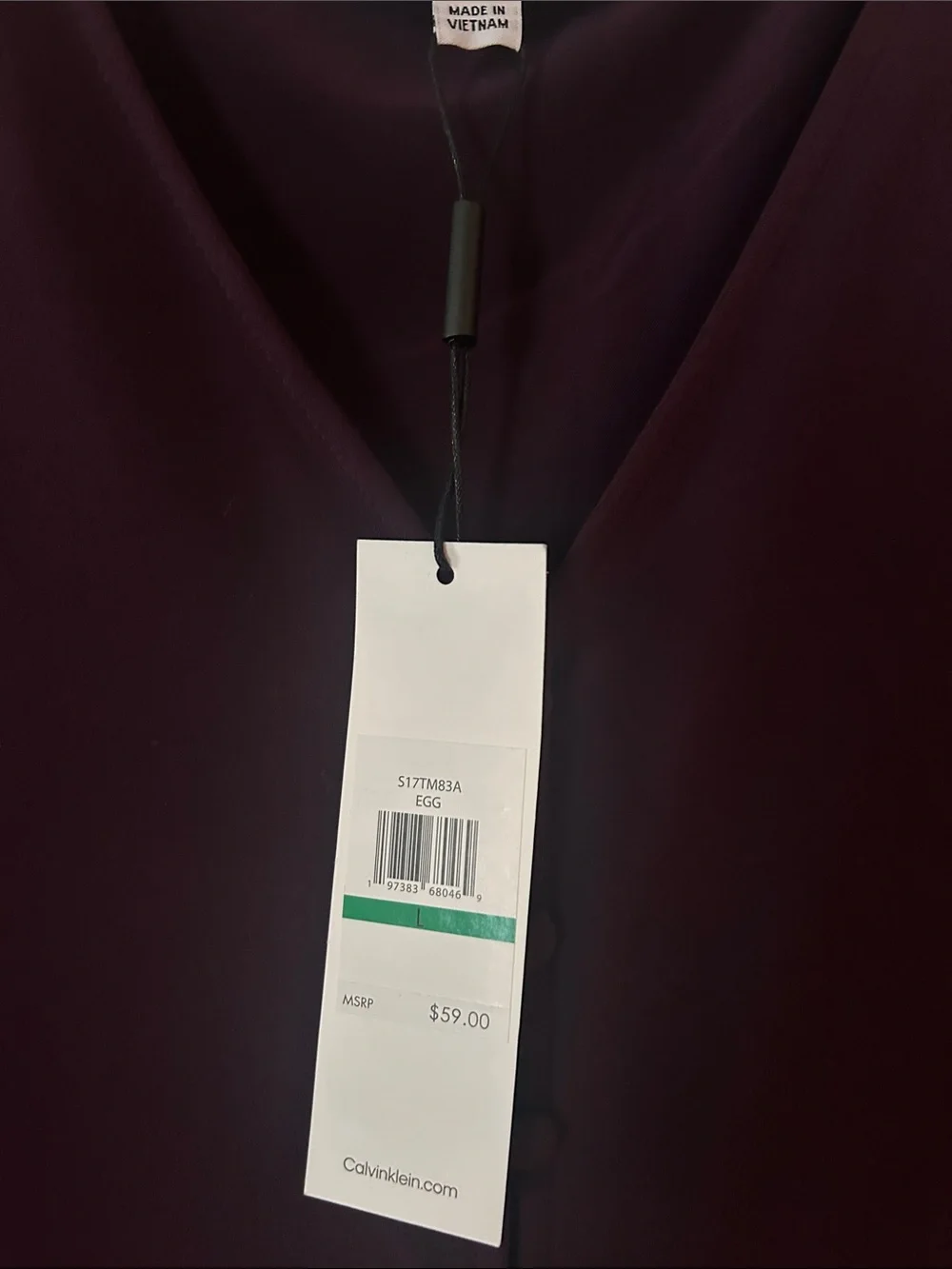 Calvin Klein Deep Plum Faux Button-Front Short Sleeve Blouse - Picture 2 of 3